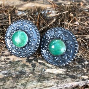 Old screw back turquoise sterling earrings